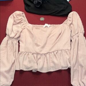 Astr Blush Pink Puff Sleeve Blouse